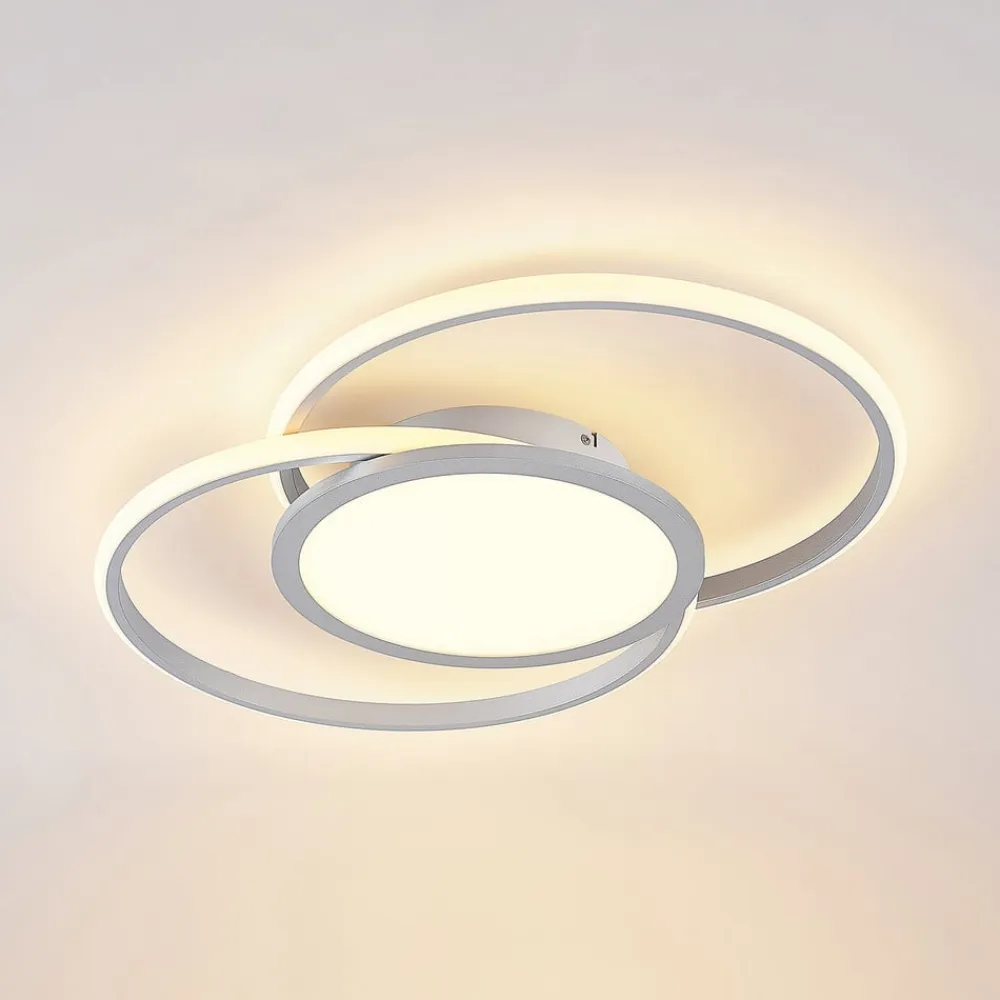 LED-loftlampe Senne, 63 cm, sølv, aluminium^Lucande Discount