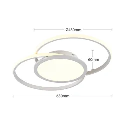 LED-loftlampe Senne, 63 cm, sølv, aluminium^Lucande Discount