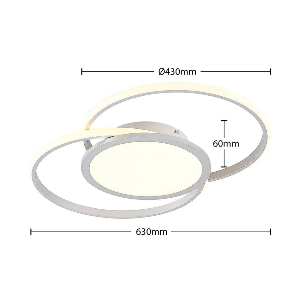 LED-loftlampe Senne, 63 cm, sølv, aluminium^Lucande Discount