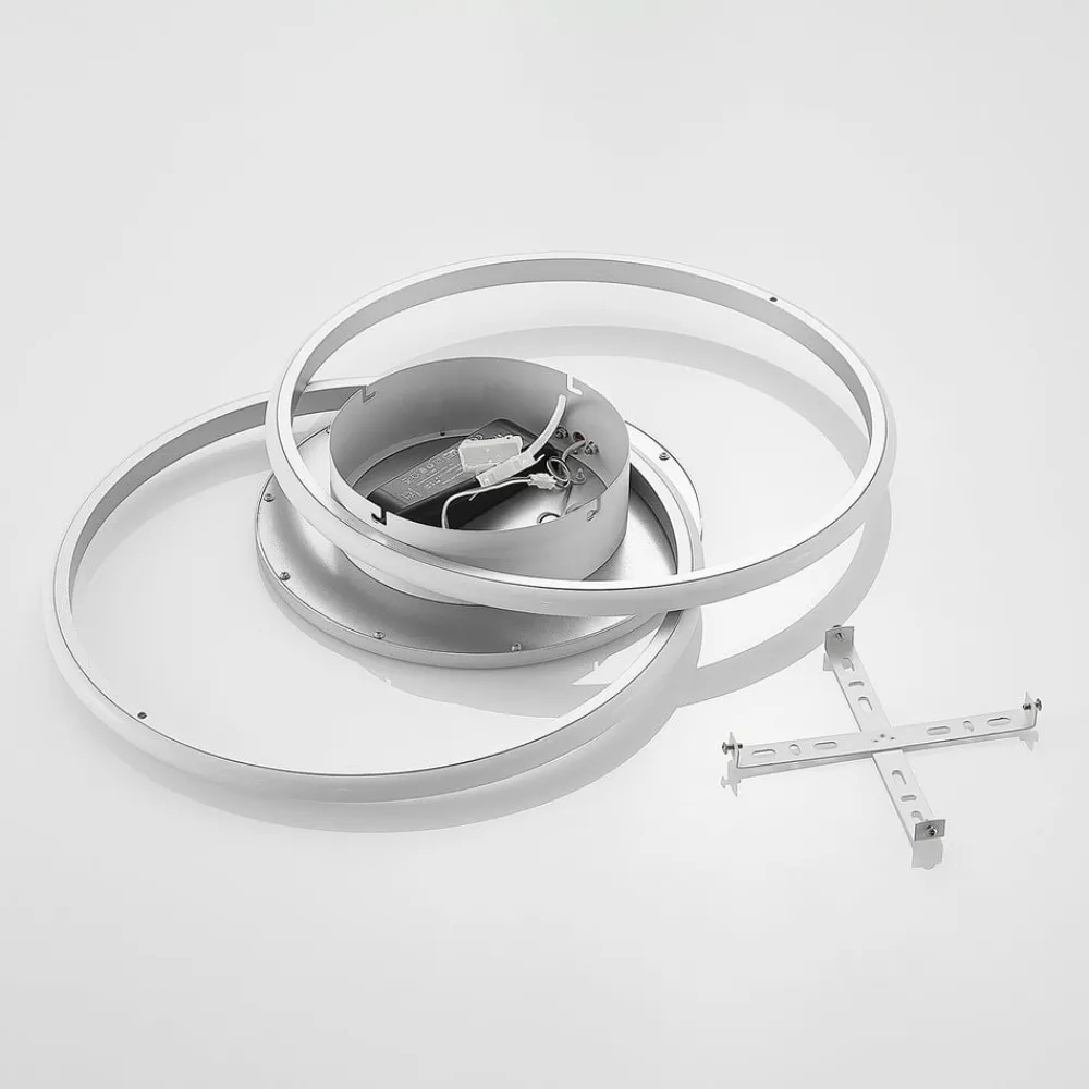 LED-loftlampe Senne, 63 cm, sølv, aluminium^Lucande Discount