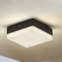 Lucande LED-loftlampe Thilo, 16 cm, antracit, sensor, IP54