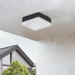 Lucande LED-loftlampe Thilo, 16 cm, antracit, sensor, IP54