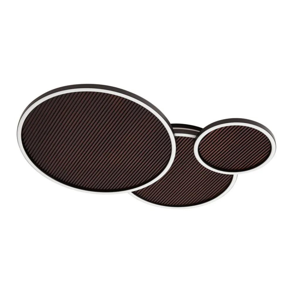 Lucande LED-loftslampe Orven, sort/træ, 80 cm, dæmpbar