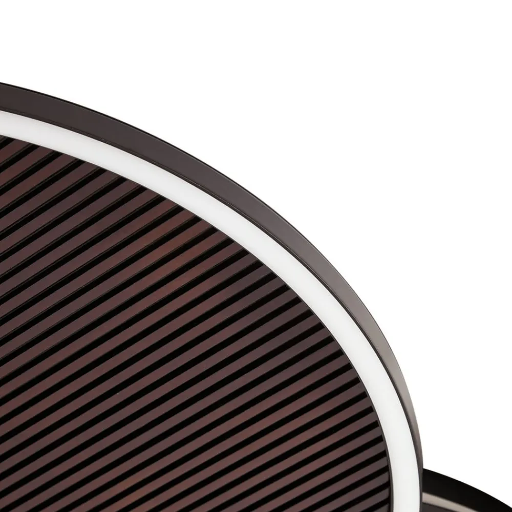 Lucande LED-loftslampe Orven, sort/træ, 80 cm, dæmpbar