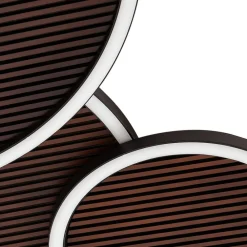 Lucande LED-loftslampe Orven, sort/træ, 80 cm, dæmpbar