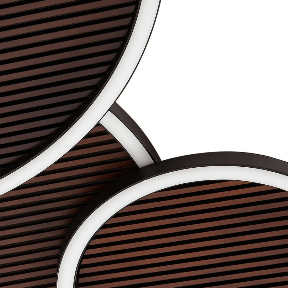 Lucande LED-loftslampe Orven, sort/træ, 80 cm, dæmpbar