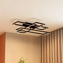 LED-loftslampe Tjado, 94 cm lang, sort, metal^Lucande Clearance