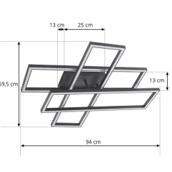 LED-loftslampe Tjado, 94 cm lang, sort, metal^Lucande Clearance
