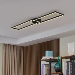 LED-loftslampe Tjado, 120 cm lang, sort, metal^Lucande New