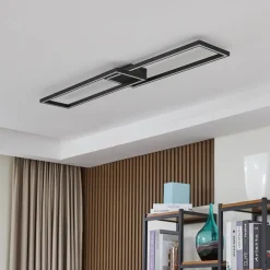 LED-loftslampe Tjado, 120 cm lang, sort, metal^Lucande New