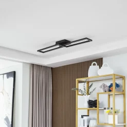 LED-loftslampe Tjado, 100 cm lang, sort, metal^Lucande Clearance