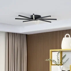 Lucande LED-loftslampe Tjado, Ø 70 cm, sort, metal