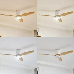 LED-loftventilator Faipari, hvid, DC, støjsvag, 132 cm^Lucande