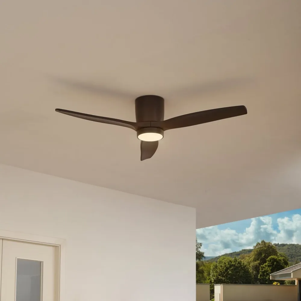 Lucande LED-loftventilator Sorin, sort, DC, støjsvag, IP44