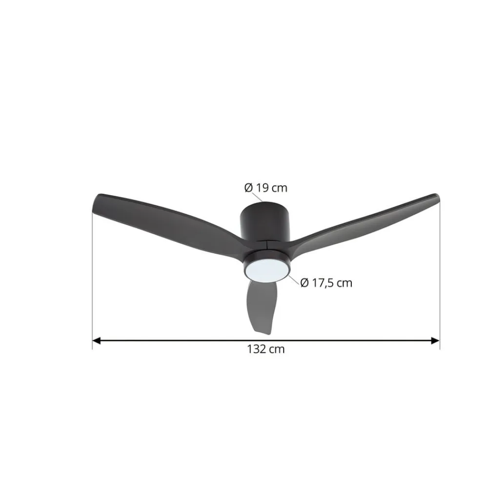 Lucande LED-loftventilator Sorin, sort, DC, støjsvag, IP44