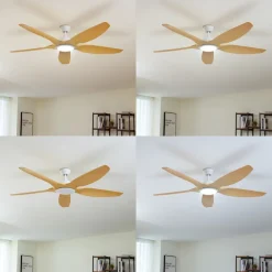 Lucande LED-loftventilator Omendo, hvid, DC, støjsvag, CCT