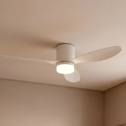 LED-loftventilator Kayu, hvid, DC, støjsvag, Ø 132 cm^Lucande Sale