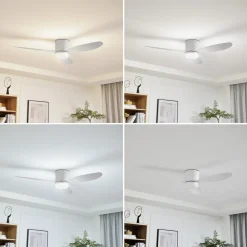 LED-loftventilator Kayu, hvid, DC, støjsvag, Ø 132 cm^Lucande Sale