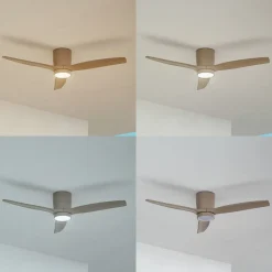 Lucande LED-loftventilator Sorin, beige, DC, støjsvag, IP44