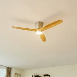 LED-loftventilator Faipari, nikkel, DC, lydsvag, 132 cm^Lucande Online