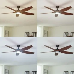 Lucande LED-loftventilator Omendo, sort, DC, støjsvag, CCT