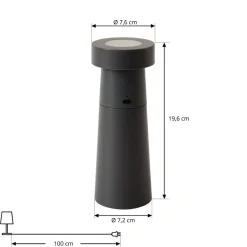 LED-peberkværn Pepper, mørkegrå, batteri, IP44^Lucande Best