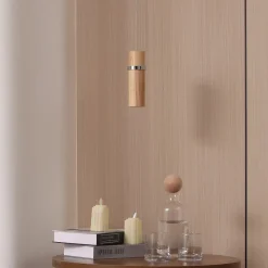 LED-pendel Nojus, træ, op/ned, Ø 6 cm^Lucande Discount