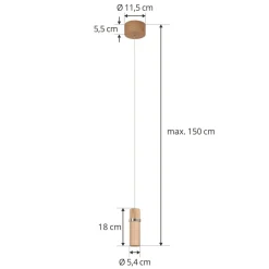 LED-pendel Nojus, træ, op/ned, Ø 6 cm^Lucande Discount