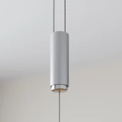 Lucande LED-pendellampe Arnik, 180 cm, nikkelfarvet, dæmpbar