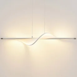 LED-pendellampe Edano, 122 cm, hvid, tekstil, dæmpbar^Lucande Best