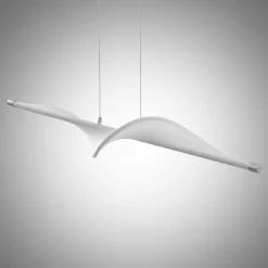 LED-pendellampe Edano, 122 cm, hvid, tekstil, dæmpbar^Lucande Best