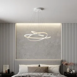 Lucande LED-pendellampe Ezana, hvid, metal, Ø 80 cm