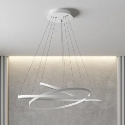 Lucande LED-pendellampe Ezana, hvid, metal, Ø 80 cm