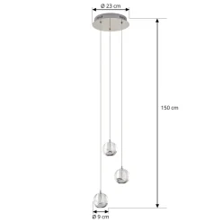 LED-pendellampe Hayley, Ø 25 cm, 3 lyskilder, krom, glas^Lucande New