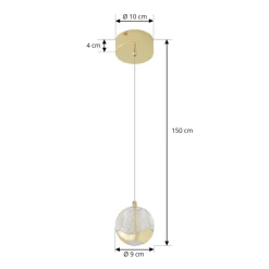 Lucande LED-pendellampe Hayley, Ø 9 cm, guldfarvet, glas