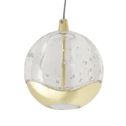 Lucande LED-pendellampe Hayley, Ø 9 cm, guldfarvet, glas