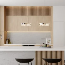 LED-pendellampe Lyani, 85 cm, 2 lyskilder, krom, dæmpbar^Lucande Discount