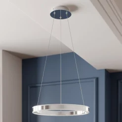 LED-pendellampe Lyani, Ø 50 cm, krom, dæmpbar^Lucande New