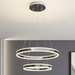 Lucande LED-pendellampe Lyani, 60 cm, 2 lyskilder, krom, dæmpbar