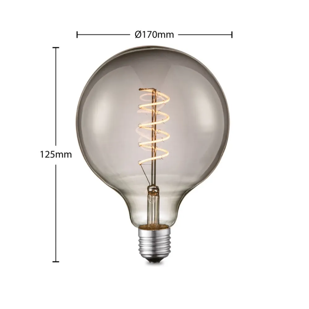Lucande Dæmpbar Led-Pære|Led Pærer>LED-pære E27 G125 4 W smoke 1.800 K dæmpbar