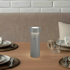 Lucande Bordlamper>LED-saltbøsse Salt, lysegrå, batteri, IP44