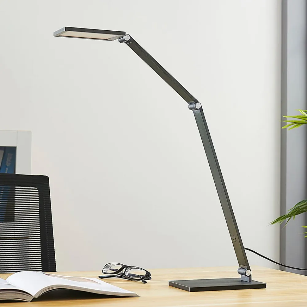 Lucande LED-skrivebordslampe Mion, 41 cm, kantet, dæmpbar