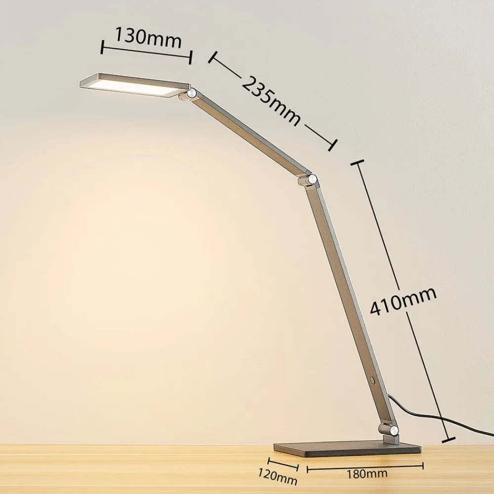 Lucande LED-skrivebordslampe Mion, 41 cm, kantet, dæmpbar