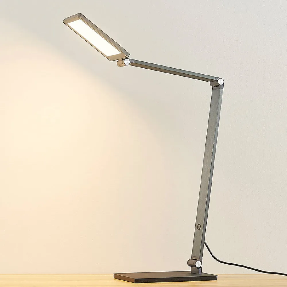 Lucande LED-skrivebordslampe Mion, 41 cm, kantet, dæmpbar