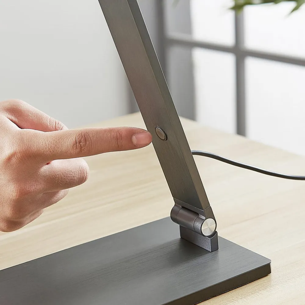 Lucande LED-skrivebordslampe Mion, 41 cm, kantet, dæmpbar