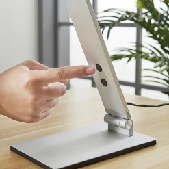 LED-skrivebordslampe Nicano, grå, metal, dæmpbar.^Lucande