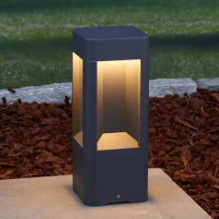 Lucande LED-sokkellampe Annika, antracit, metal, 30 cm