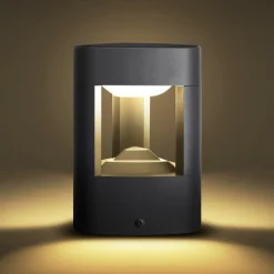 Lucande Terrassebelysning|Sokkellamper>LED-sokkellampe Pirron, 20 cm, trekantet, IP54