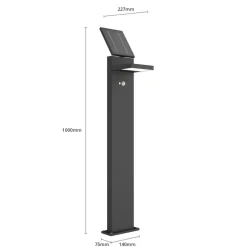 LED-solcellelampe Silvan, 100 cm, sensor, antracit^Lucande Online