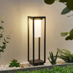 Lucande Solcellelamper|Terrassebelysning>LED-solcellelampe Eliel, højde 50 cm, sort